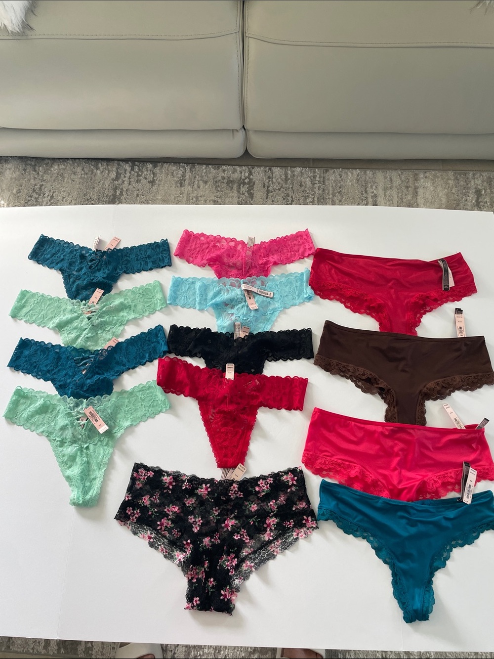 NWT Victorias Secret Lacy Thongs Cheeky Panties 13 total